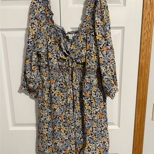 American Eagle Outfitters Floral Mini Dress - Blue and Yellow